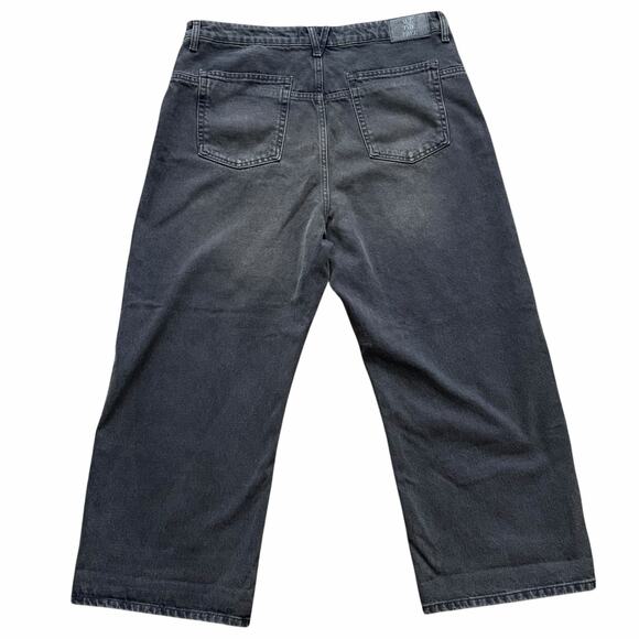 We The Free Deep Trance Dropped Boyfriend Jeans 32 Black Streetwear Wide Leg - Picture 3 of 12